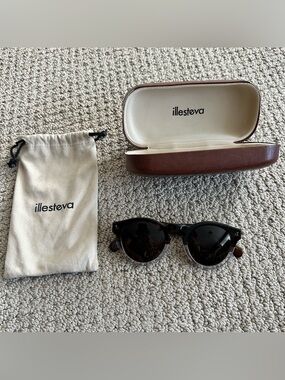 Illesteva Dark Tortoiseshell Sunglasses with Case